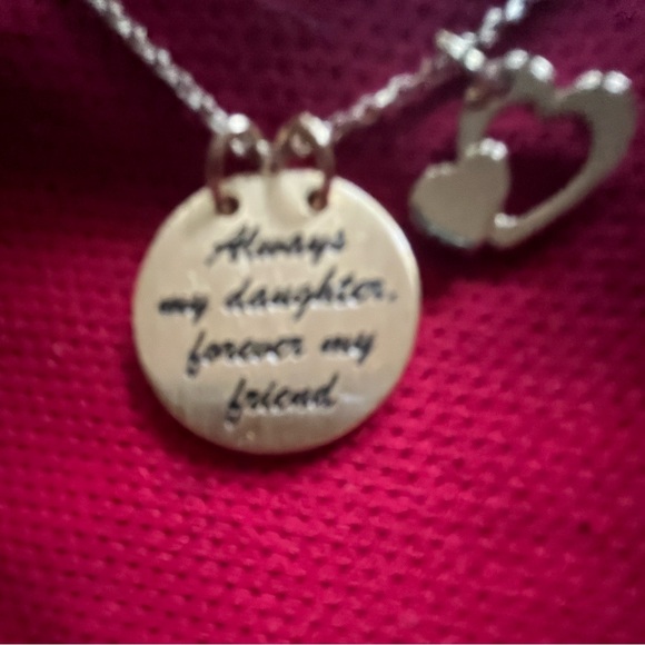 Gold Charm Necklace, Always my daughter forever my friend, Mother Daughter NWT - Picture 2 of 4